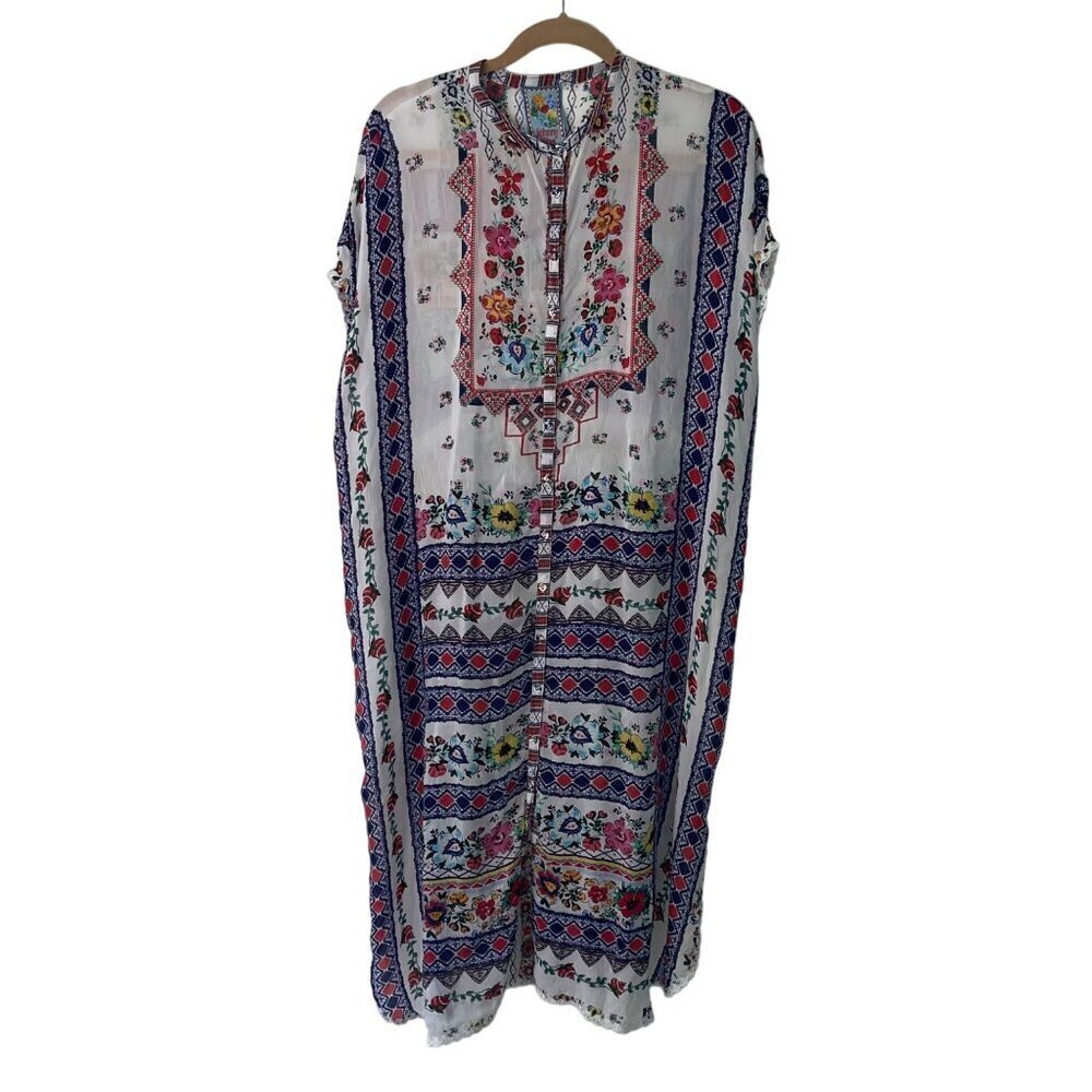 Johnny Was Womens Dress Size Small Multicolor Matana Kaftan Floral Pure Rayon